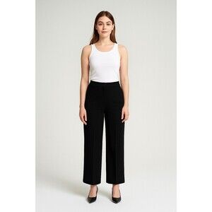 Eileen Fisher Pants Viscose Wide Leg Cropped Trousers Size 4 Black Work Career